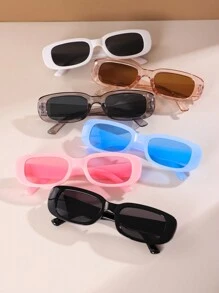 6 piezas Gafas de moda con marco cuadrado estilo Y2K para hombres, perfectas como accesorios de gafas de sol casuales para el verano, la playa, la escuela, festivales Y2K, vacaciones de verano, al aire libre y viajes
