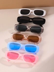 6 piezas Gafas de moda con marco cuadrado estilo Y2K para hombres, perfectas como accesorios de gafas de sol casuales para el verano, la playa, la escuela, festivales Y2K, vacaciones de verano, al aire libre y viajes