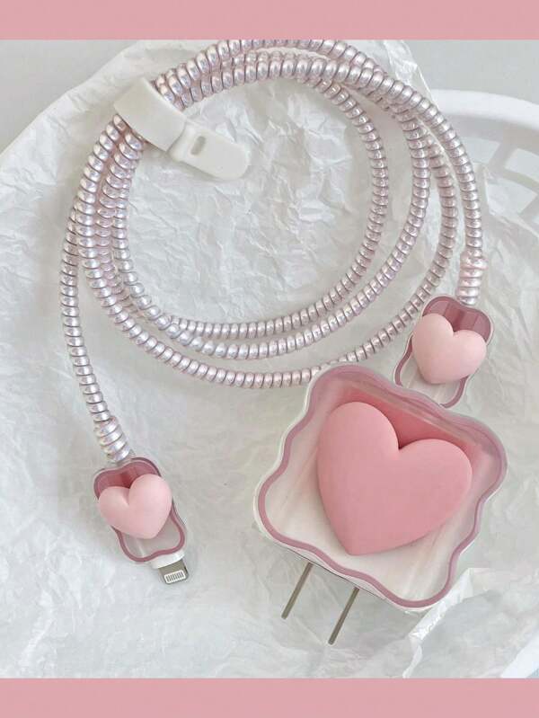 20W Ladekopf Schutz mit gradientem Herzmuster, kompatibel mit Apple