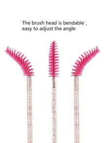 20pcs/Set Disposable Crystal Handle Rose Red Mascara Brush, Eyelash Grafting Comb, Lip Brush, Eyebrow Brush, Makeup Tools