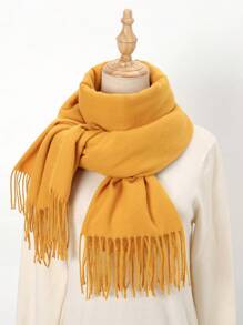1pc Fashionable Solid Color Versatile Warm Scarf - Mustard Yellow - View 5