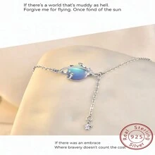Fashionable Sterling Silver Moonstone Planet Necklace For Women, Forest-themed Design With Fringe Tassel Details, Long Clavicle Chain Pendant - moonstone planet - View 4