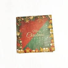 1set Red & Green Christmas Party Tableware Decorations Disposable Paper Plates, Napkins, Cups, Tablecloth Party Supplies - Multicolor - View 10