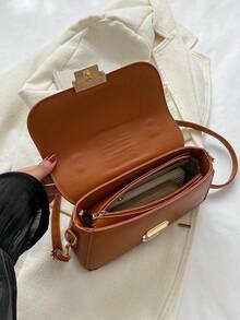 Túi đeo chéo Nữ màu trơn Có thể điều chỉnh được Tay cầm Top Đúng mốt - màu nâu - Xem 5