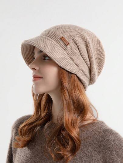 قبعة شتوية من الصوف الدافئ للنساء، بيني فاشن للأماكن الخارجية بحافة واسعة، حماية الأذن والاستخدام بعد الولادة العادي