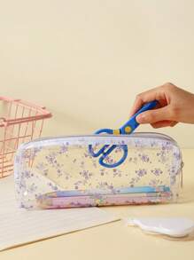 全身小花印花半透明 PVC 铅笔盒 返校,返校,学校用品,铅笔袋,书包 - 彩色 - 查看 6