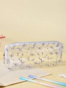 全身小花印花半透明 PVC 铅笔盒 返校,返校,学校用品,铅笔袋,书包 - 彩色 - 查看 4