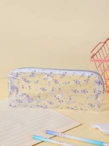 全身小花印花半透明 PVC 铅笔盒 返校,返校,学校用品,铅笔袋,书包 - 彩色 - 查看 5