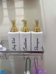 Bình đựng dầu gội và dầu xả 500ml/16.9oz, bình đựng xà phòng vuông để bàn trong phòng tắm, màu trắng. - trắng - Xem 6