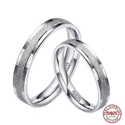 1pc 100% 925 Sterling Silver Couple's Wedding Ring, Minimalist Matte Finish Unisex Engagement Ring, Exquisite Jewelry Gift, Bridal Accessories, Valentine's Day Gift