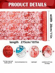 1入組紅色帶箔網格桌旗卷,適用於派對、婚禮和活動的桌子裝飾 - 紅色 - 查看 6