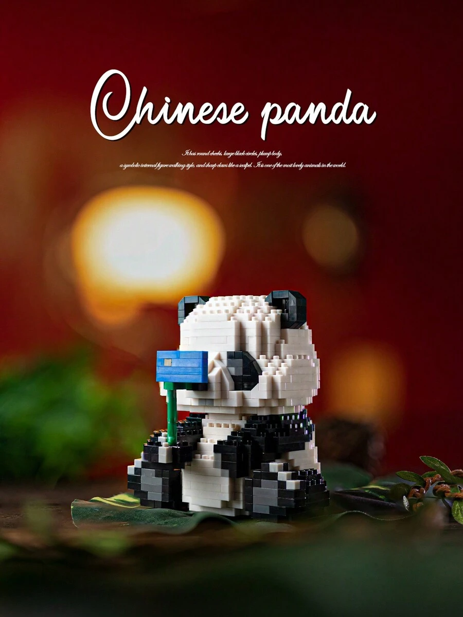 1set Children's Panda Themed Educational Building Block Toy Set, Unisex - Black and White - View 1