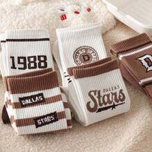 4双袜子随机发女春秋学生中筒时尚韩版一体式长筒情侣运动女生美腿丝袜适合日常用 - 彩色 - 查看 3