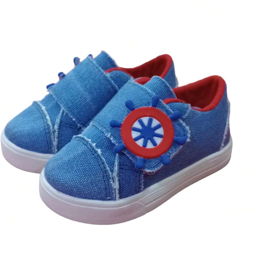 Tênis Infantil 20 ao 27 macio menino-menina velcroo c/desenho sapatinho unissex leve, confortável, pratico, barato, solado emborrachado antiderrapante. - Azul - Visão 1
