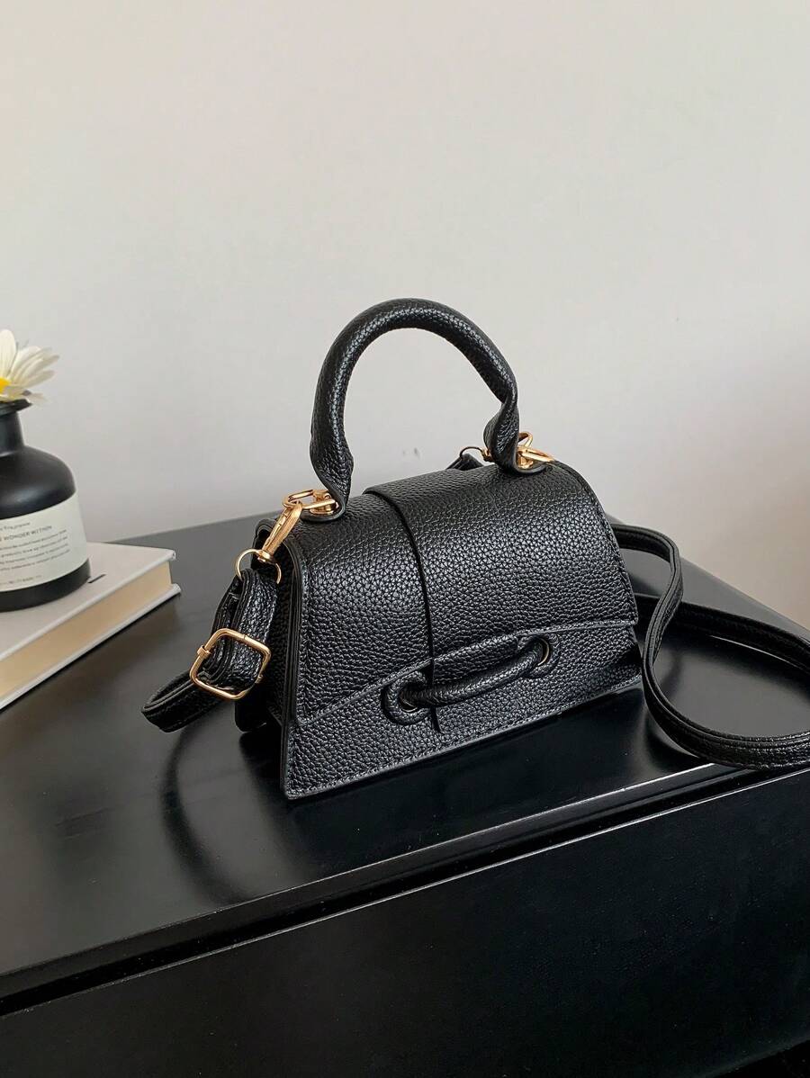 1pc Mini Fashionable Flap Top Handbag Suitable For Daily Commute, Shopping And Vacation - Black - View 1