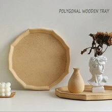 1入組復古仿舊木頭託盤適用於首飾類展示,裝飾用品,北歐風格道具適用於攝影,裝飾 - 米色 - 查看 1