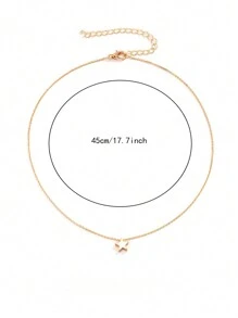 RAYQUEEN Collar minimalista de acero inoxidable, colgante de pentagrama, perfecto para uso diario - Mujer - Amarillo Oro - Ver 7