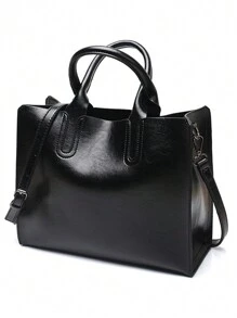 Bolsos de mano con diseño retro, bolso bandolera grande, casual y minimalista, bolso de hombro con correa larga, bolso de mano elegante para fiestas y compras, color negro