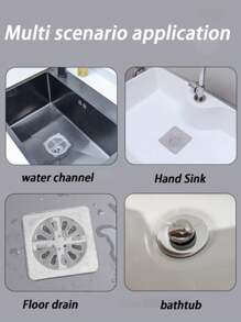 6pcs Drain Strainer Cover For Hair Stopper, Anti-Fly Nylon Filter Net, Household Bathroom Cockroach & Odor Prevention Tool Home Bathroom Decor Fall Decor Back To School - Grey - View 6