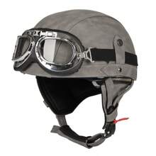 Kco Motorcycle Helmet Retro Cruiser Motorbike Half Helmet For Electric Motorcycle, Breathable Ears Protection Safety Hat For Riding All Seasons, Couples Styles - Grey - View 2