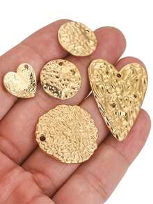 5 件不锈钢心形编织心形浮雕吊坠 DIY 珠宝配件吊坠耳环项链制作连接器 - 金黃色 - 查看 3