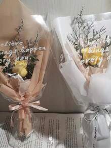 10pcs Flower Patterned Wrapping Paper & Clear Gift Bags For Mother's Day, Valentine's Day, Bestie Gifts, Party Decorations Valentine Day - transparent - View 5