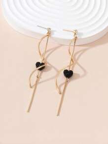 一對女款華麗螺旋 S 形和心形耳環,多種款式,水鑽和淚滴形設計 - 黑色 - 查看 13