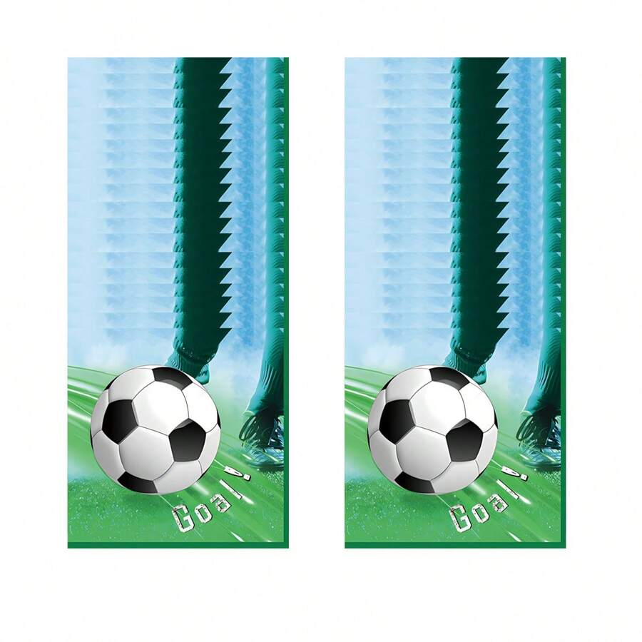 20入組 33*33公分足球主題一次性餐巾,足球印花兒童生日派對餐具紙巾 - 綠色 - 查看 1