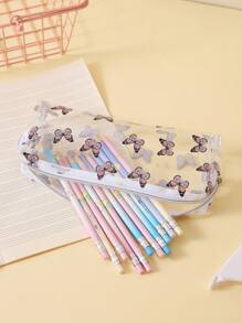 手繪骷髏圖案透明pvc鉛筆盒 - 彩色 - 查看 2