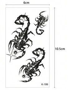 20 Sheets Small Temporary Tattoo Stickers Set, Long Lasting And Realistic Black Rose Flower Design, Including Spider, Wolf Head, Scorpion, And Dragon Tattoo - Black - View 5