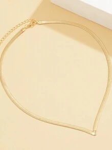 1 件金色简约优雅几何 V 形不锈钢项链 - 金黃色 - 查看 3