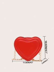 Solid Colored Minimalist Women's Crossbody Bag With Chain Strap Valentines - Red - View 4