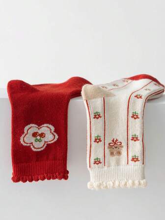 5 pares de calcetines de media caña con diseño de conejo y flores de cerezo para niñas, primavera/otoño, tallas: (1-2), (2-3), (3-8), (8-12) años