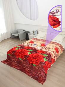 Cobijas Ligera Matrimonial Con Flores, Frazada Súper Suaves y Acogedoras, Patrón a Rayas, Super Suave y Cálida, Para Uso Durante Todas Las Estaciones (200*220 cm) - Coffe Beis Suave - Ver 3