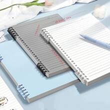 1 Pieza Cuaderno De Hojas Sueltas Tamaño B5, Con 60 Páginas De Papel Con Rayas Y Cubierta De Pp A Prueba De Agua - Blanco - Ver 2