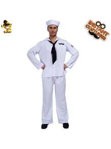 水手服角色扮演服飾適合男士,狂歡派對表現 - 白色 - 查看 4