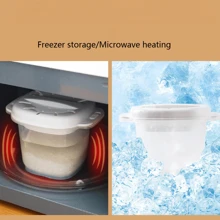 1pc New Double Handle Rice Cooker With Lid And Draining Hole, Microwaveable, Great For Brown Rice, Refrigeration, And Steaming - White - View 9