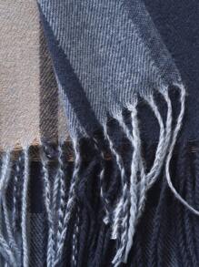 1條女士大碼格紋多色流蘇細節仿羊絨保暖時尚圍巾披肩,適合日常穿著 - 彩色 - 查看 7