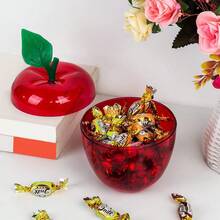 Large Red Apple Container, Christmas Decorations Apple Shaped Candy Toy Gift Filling Containers Jar, Teacher Appreciation Gift, Wedding Party Ornaments Supplies Favors. - Red - View 4