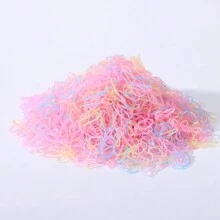1000入組多彩兒童蝴蝶結髮圈，簡約節慶一次性馬尾軟綁，適用於女孩和寶寶髮飾 - 彩色 - 查看 3