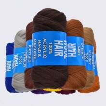 1 件 70 克 28 米/31 码巴西羊毛接发，适合女士儿童非洲羊毛丙烯酸线用于头发扭结经纱合成纤维接发手工编织辫子短发 2500D 纯聚丙烯 BCF 热定型 - 棕色 - 查看 5