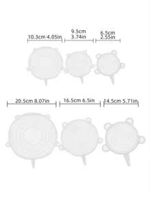 6pcs Silicone Dust-proof Food Cover Set, Refrigerator Sealing Fresh-keeping Film - White - View 2