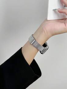 1pc Milan Lock Metal Strap Protection Case Compatible With Huawei Band 9/8/7/6 Models, NFC Supported - Rose Gold - View 8