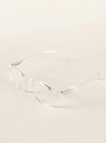1pc Unisex Kids' Oval Frame Retro Style Glasses Suitable For Daily Reading And Computer Use - Clear - View 3