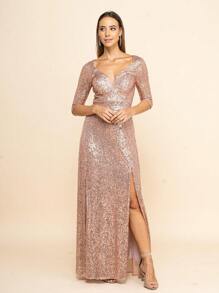 Women Cocktail Dresses - Gold - View 2