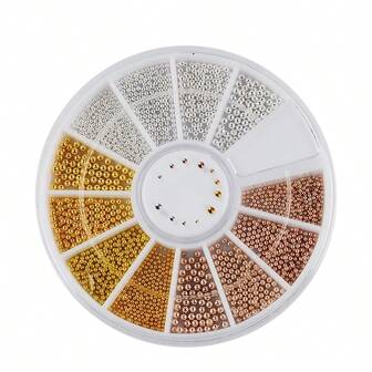 ART LALIC Assorted Colors Mini Metal Caviar Beads Nail Charms Metallic Nail Tips Jewelry For Nail Art Decoration Diy Nail Gems Nail Supplies Nails