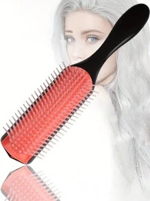 1pc 9 Rows Detangling Styling Brush, Easy To Clean Hair Brush, Use For Styling, Detangling, Shaping, Smoothing, Blow-Drying, Separating, Curl Defining, Suitable And Men's Curly Hair Comb, Hair Brush, Comb, Hair Tools, Hair Products And Accessories For Barber Salon Beauty Brushes, Edge Brush Hair Comb, Comb Hair, Detangling Brush, Comb, Slick Back Brush, Hairbrush, Edge Brush Hair Brush, Detangling Brushes, Hair Tools, Hair Stuff, Hair Care, Curly Hair Brush, Barber, Hairdressing Equipment, Hairstyle, Hairdressing - Multicolor - View 3