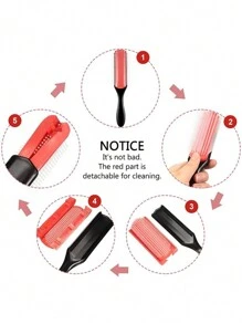 1pc 9 Rows Detangling Styling Brush, Easy To Clean Hair Brush, Use For Styling, Detangling, Shaping, Smoothing, Blow-Drying, Separating, Curl Defining, Suitable And Men's Curly Hair Comb, Hair Brush, Comb, Hair Tools, Hair Products And Accessories For Barber Salon Beauty Brushes, Edge Brush Hair Comb, Comb Hair, Detangling Brush, Comb, Slick Back Brush, Hairbrush, Edge Brush Hair Brush, Detangling Brushes, Hair Tools, Hair Stuff, Hair Care, Curly Hair Brush, Barber, Hairdressing Equipment, Hairstyle, Hairdressing - Multicolor - View 4