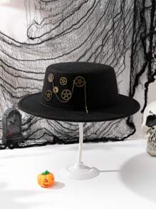 1pc Unisex Steampunk Gothic Top Hat With Gears Halloween - Black - View 1