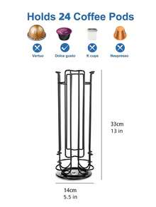 1pc Coffee Capsule Holder With 24 Slots And Rotatable Base - Black - View 2